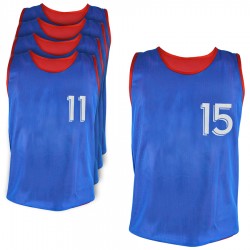 Set di 5 maglie reversibili per allenamento numerate 11-15 blu-rosse