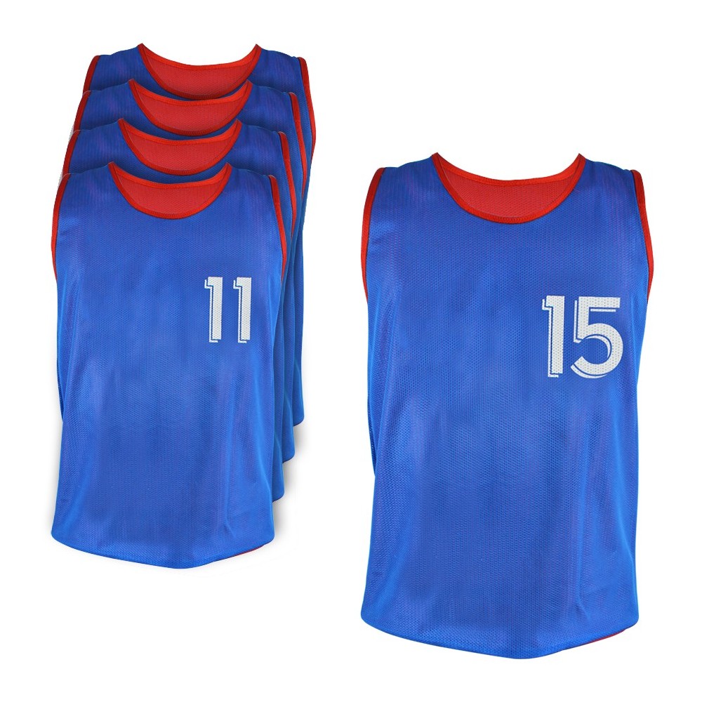 Set di 5 maglie reversibili per allenamento numerate 11-15 blu-rosse